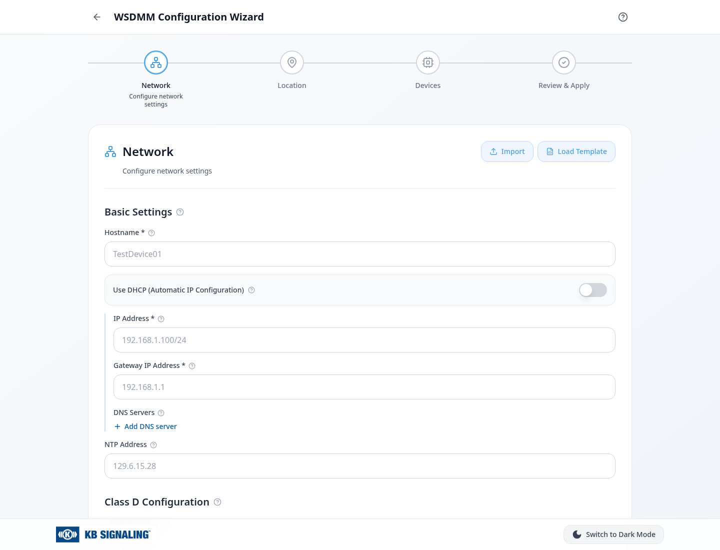 Actual WSDMM configuration wizard in the light theme